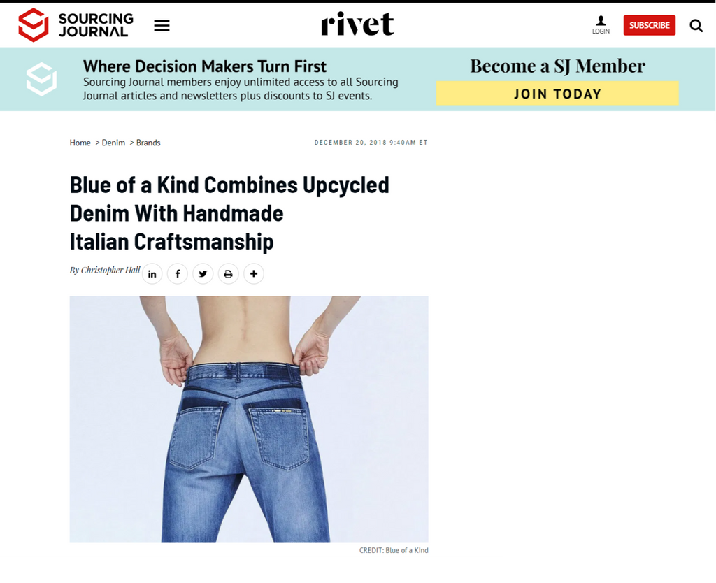 Sourcingjournal.com Rivet - Blue of a Kind Combines Upcycled Denim With Handmade Italian Craftsmanship
