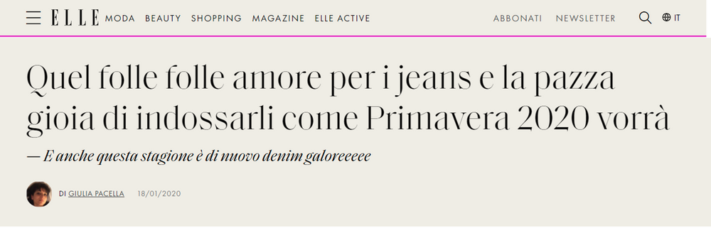 ELLE Magazine - Quel folle folle amore per i jeans e la pazza gioia di indossarli come Primavera 2020 vorrà