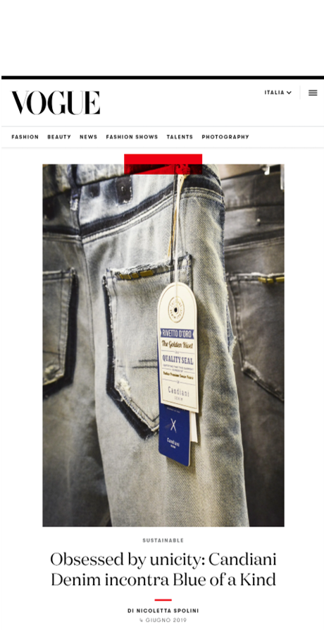 Vogue - Obsessed by unicity: Candiani Denim incontra Blue of a Kind