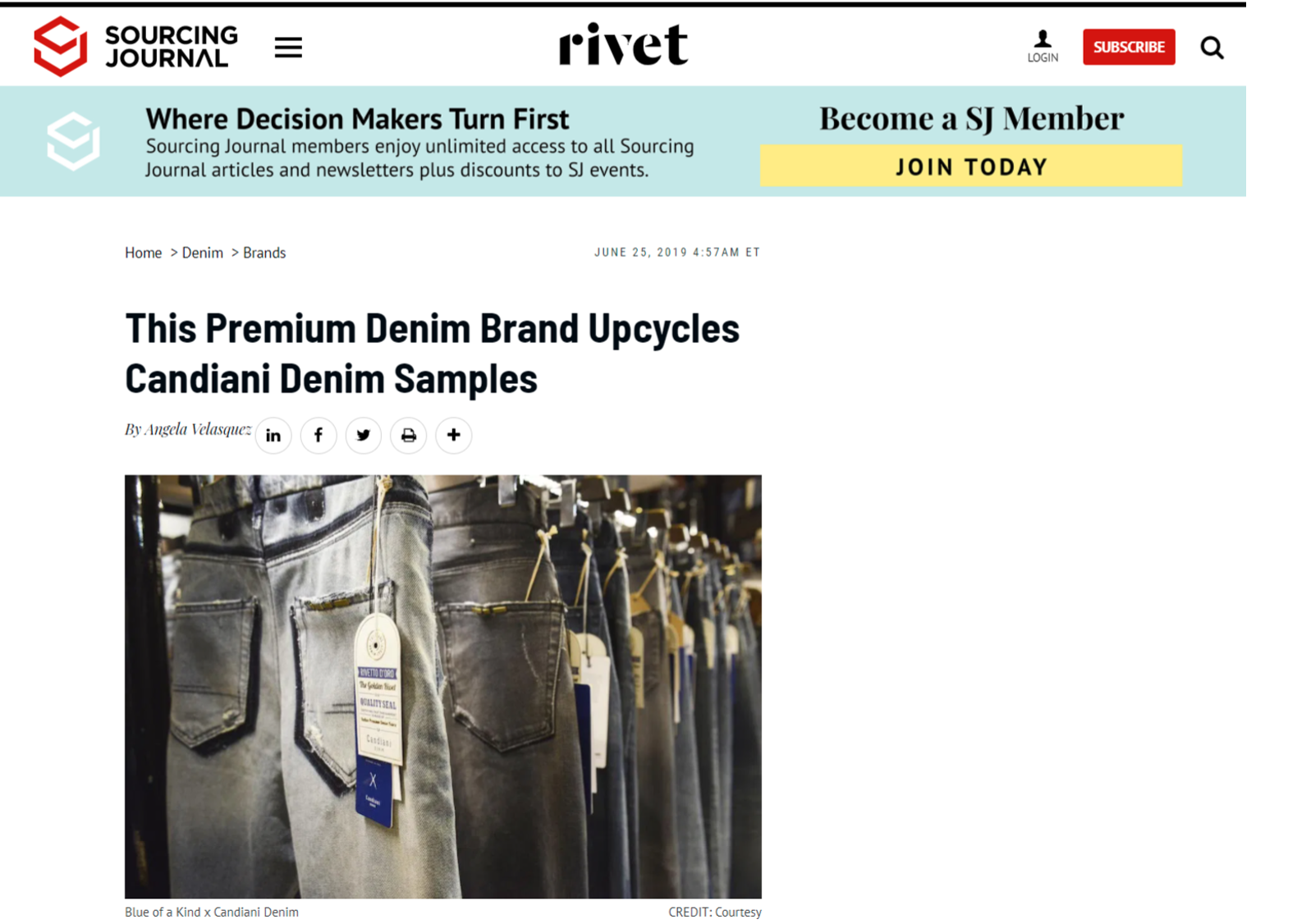 Sourcingjournal.com Rivet - This Premium Denim Brand Upcycles Candiani Denim Samples