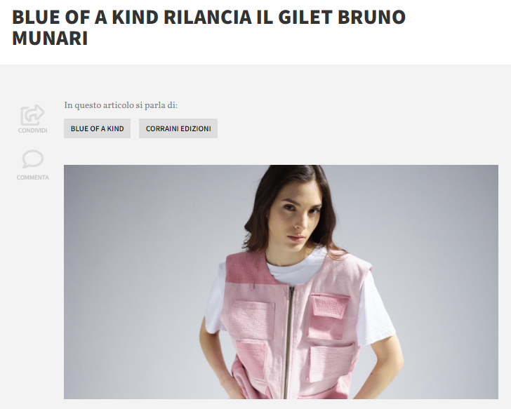 Hub style - BLUE OF A KIND RILANCIA IL GILET BRUNO MUNARI