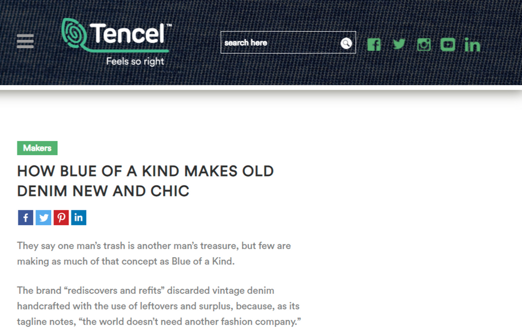 Tencel.com - How Blue of a Kind makes old denim new and chic