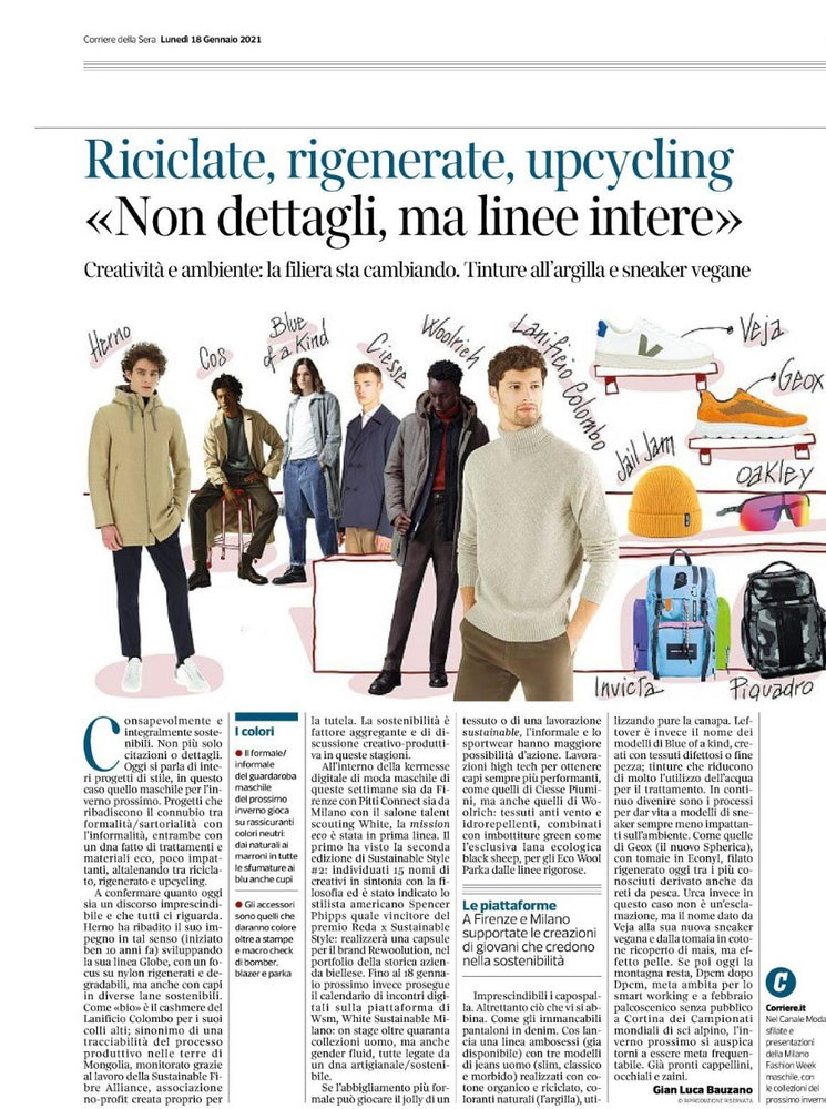 Corriere della Sera - Riciclate, rigenerate, upcycling "Non dettagli, ma linee intere"